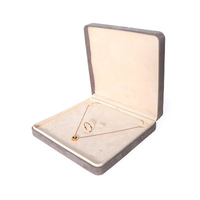Boîte d'emballage de bijoux grise de qualité supérieure, personnalisée, haut de gamme, pour grands ensembles de bijoux, colliers, bracelets, boucles d'oreilles, bagues