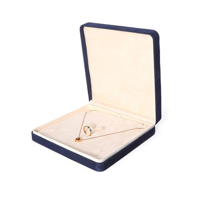 Chine Fabrication en gros Premium bijoux bleus Boîte d'emballage personnalisée Fin de la cheville Big Jewelry Set Collier Bracelet Boucles d'oreilles Bague Emballage artisanale Carré velours bleu Boîte de bijoux avec logo