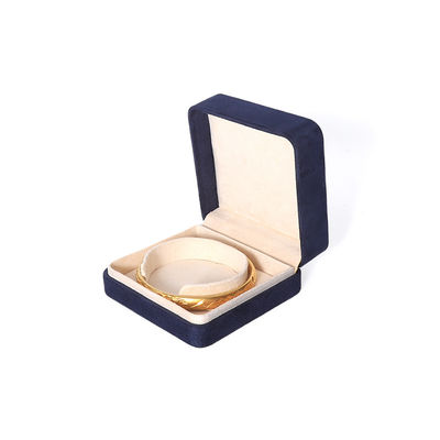 Chine Fabrication en gros Premium bijoux bleus Boîte d'emballage personnalisée Fin de la cheville Big Jewelry Set Collier Bracelet Boucles d'oreilles Bague Emballage artisanale Carré velours bleu Boîte de bijoux avec logo