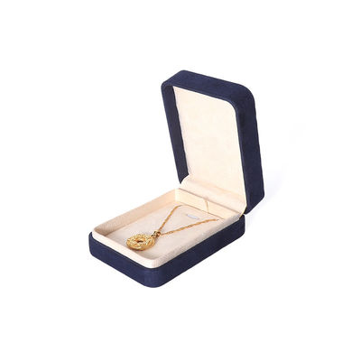 Chine Fabrication en gros Premium bijoux bleus Boîte d'emballage personnalisée Fin de la cheville Big Jewelry Set Collier Bracelet Boucles d'oreilles Bague Emballage artisanale Carré velours bleu Boîte de bijoux avec logo