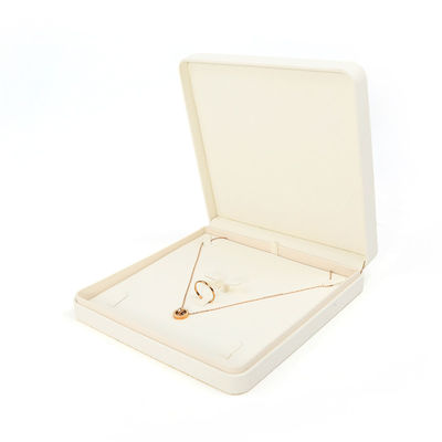 Coffret d'emballage de bijoux en cuir blanc carré fait à la main Coffret de collection de bijoux de luxe sur mesure Coffret pour collier Bracelet Boucles d'oreilles Ring Packaging