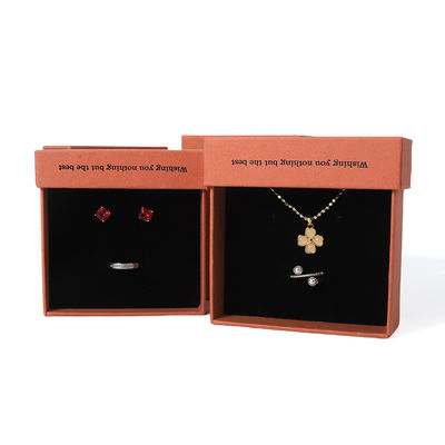 acheter Chine fabrication en gros de haute qualité Collier Boucle d'oreille Bracelet boîte d'anneau Joaillerie emballage personnalisé personnalisé Eco Friendly Carton papier orange tiroir Joaillerie Boîte avec logo online manufacture