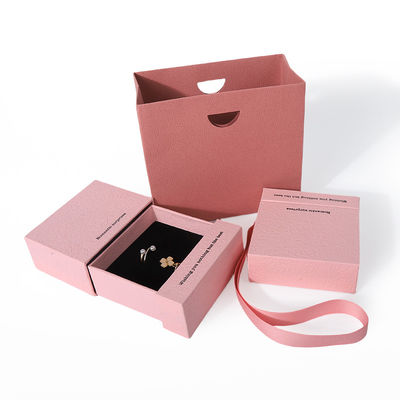 acheter Chine fabrication en gros de haute qualité Collier Boucle d'oreille Bracelet boîte à bagues Emballage de bijoux Personnalisé Sur mesure Écologique Carton Papier rose Tiroir Boîte à bijoux avec logo online manufacture
