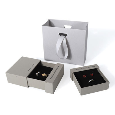 acheter Chine fabrication en gros de haute qualité Collier Boucle d'oreille Bracelet boîte d'anneau Joaillerie emballage personnalisé personnalisé Eco Friendly Carton papier gris tiroir Joaillerie Boîte avec logo online manufacture