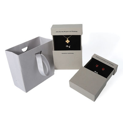Chine fabrication en gros de haute qualité Collier Boucle d'oreille Bracelet boîte d'anneau Joaillerie emballage personnalisé personnalisé Eco Friendly Carton papier gris tiroir Joaillerie Boîte avec logo