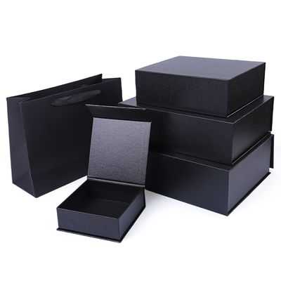 Boîte cadeau de bijoux en papier Emballage en carton écologique noir Boîte à bijoux magnétique