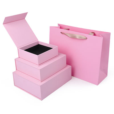 Fabrication de gros de haute qualité Magnétique boîte cadeau Emballage Logo personnalisé luxe Eco Friendly Carton papier rose Magnétique boîte à bijoux