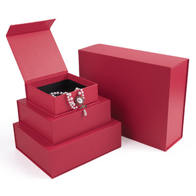 Fabrication en gros de boîtes cadeaux magnétiques de haute qualité, emballage avec logo personnalisé, luxe, écologique, en carton, papier rouge, boîte à bijoux magnétique