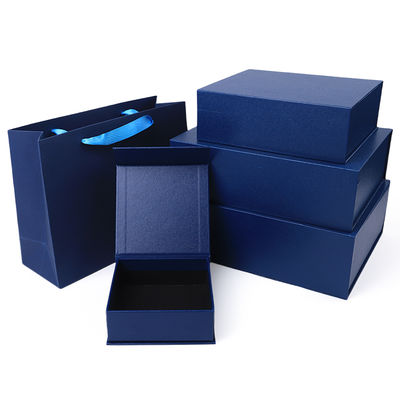 Boîte cadeau à bijoux en papier Emballage en carton écologique bleu Boîte à bijoux magnétique