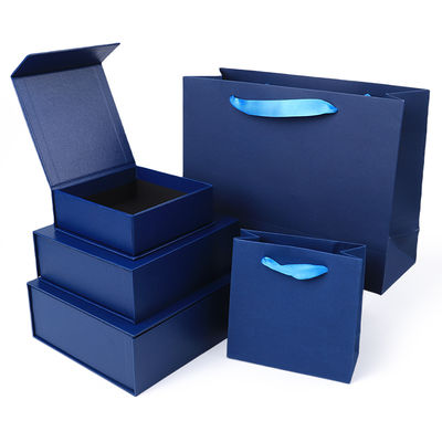 Fabrication de gros de haute qualité Magnétique Boîte cadeau Emballage Logo personnalisé Luxe Eco Friendly Carton papier bleu Magnétique Boîte à bijoux