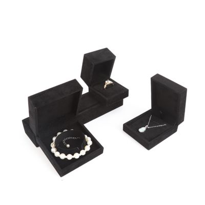 boîte à bijoux en velours carré noir haut de gamme pour bracelet Collier d'anneau d'emballage