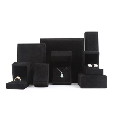boîte à bijoux en velours carré noir haut de gamme pour bracelet Collier d'anneau d'emballage