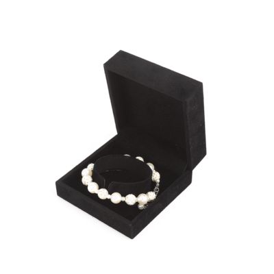 boîte à bijoux en velours carré noir haut de gamme pour bracelet Collier d'anneau d'emballage