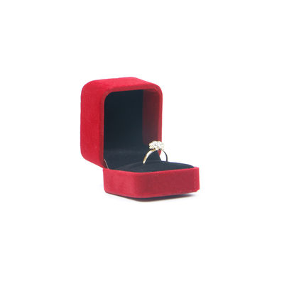 Boîte à bijoux en velours haut de gamme OEM ODM, logo personnalisable de luxe, boîte à bijoux en velours rouge