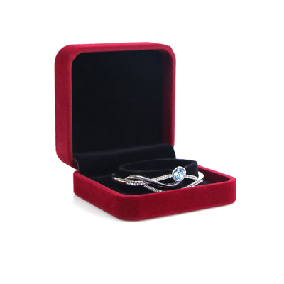 Boîte à bijoux en velours de luxe, boîte à bijoux carrée en velours rouge de luxe pour emballage de collier, bracelet et bague