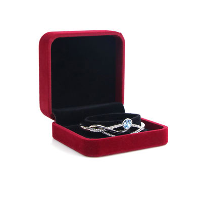 Boîte à bijoux en velours haut de gamme OEM ODM, logo personnalisable de luxe, boîte à bijoux en velours rouge