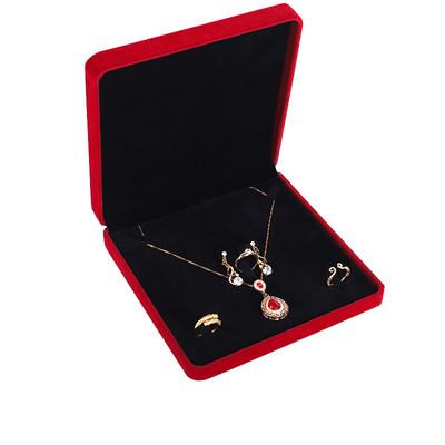 Boîte à bijoux en velours de luxe, boîte à bijoux carrée en velours rouge de luxe pour emballage de collier, bracelet et bague