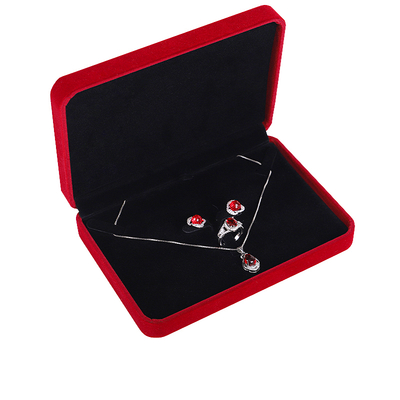 Boîte à bijoux en velours de luxe, boîte à bijoux carrée en velours rouge de luxe pour emballage de collier, bracelet et bague