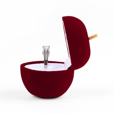 personnalisable personnalisé hign fin velours joaillerie rouge boîte d'anneau pour cadeau de Noël