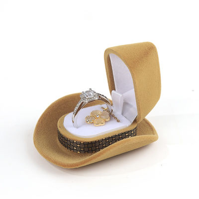 personnalisable personnalisé de qualité de velours cow-boy bijoux bague boîte pour les cadeaux de Noël