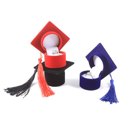 Boîte à bijoux en velours personnalisée de haute qualité avec mortier de cérémonie pour cadeaux de vacances