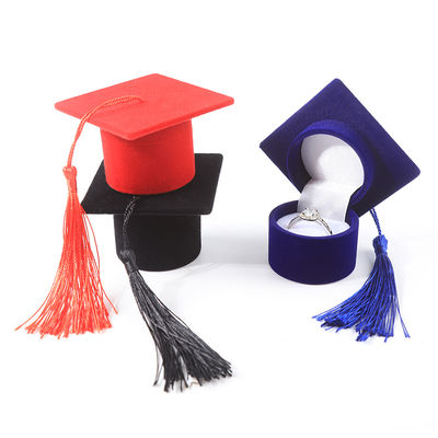 Boîte à bijoux en velours personnalisée de haute qualité avec mortier de cérémonie pour cadeaux de vacances