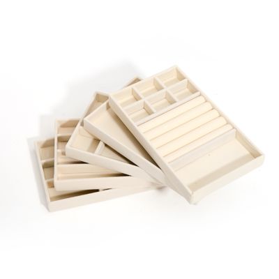 personnalisable plateaux de bijoux de luxe beige velours OEM plateaux de bijoux affichage pour le bracelet d'anneau Collier