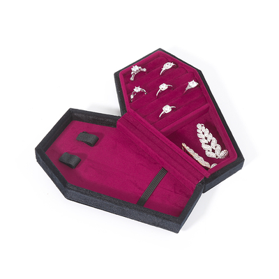 Boîte à bijoux de voyage OEM de Noël en velours noir avec rangement personnalisé