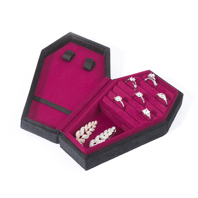 Boîte à bijoux de voyage OEM de Noël en velours noir avec rangement personnalisé