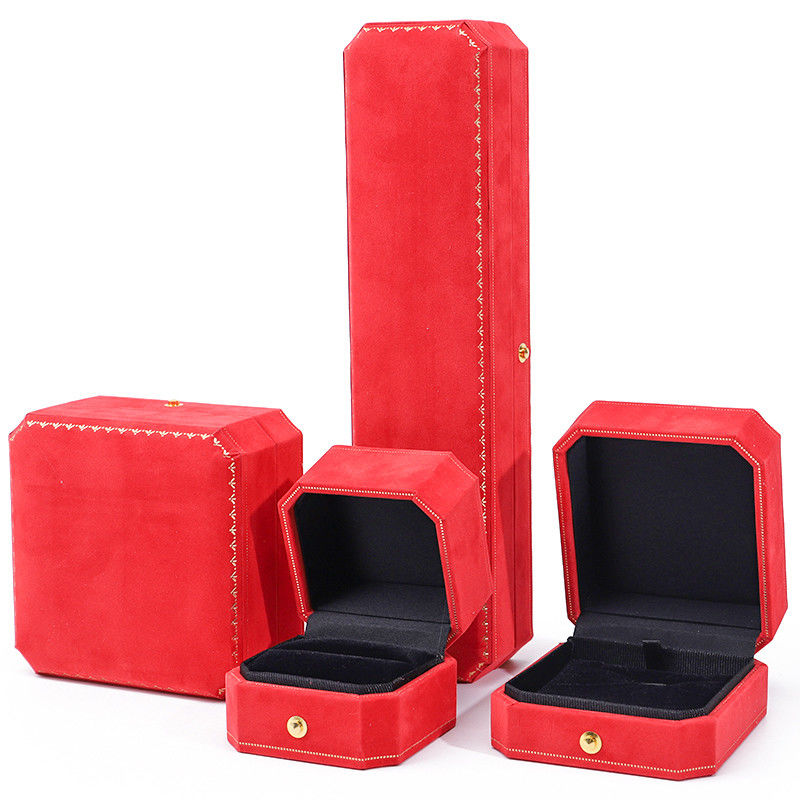 Logo personnalisé Package de bijoux en velours rouge pour pendentifs Boucles d'oreilles Bracelet Collier Ring