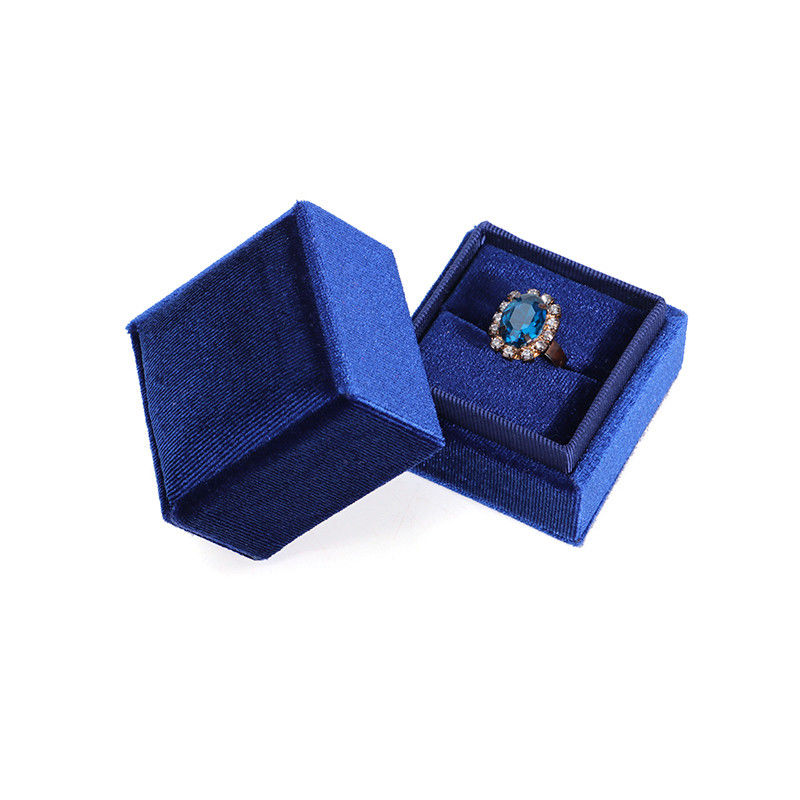 Hanhong Luxury personnalisé boîte de rangement d' anneau bleu carré pour le papier de fiançailles de mariage