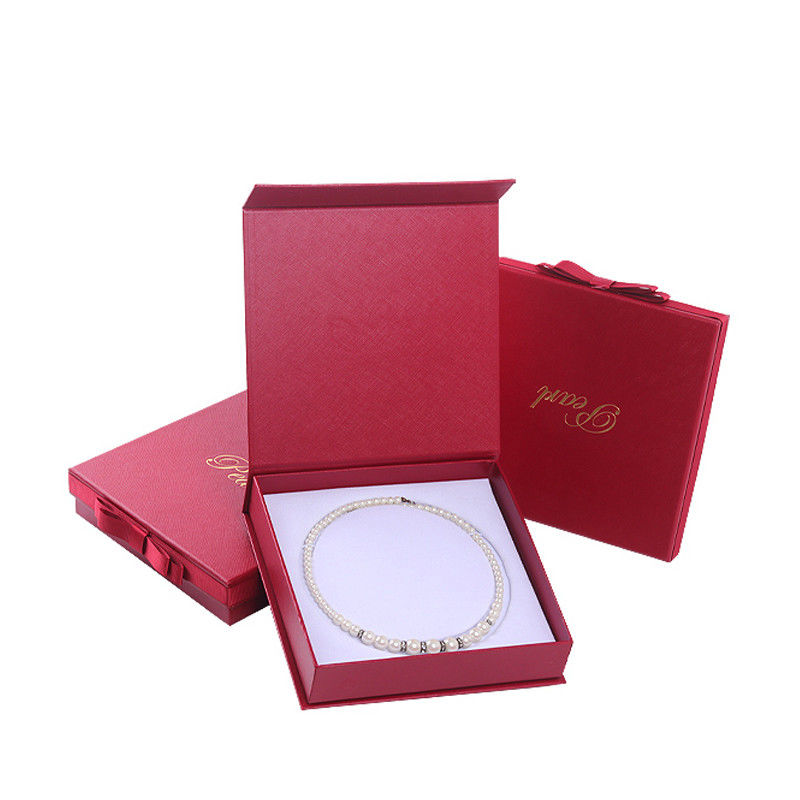 Hanhong Taille personnalisée bijoux rouges carton papier boîte à manches pour le collier de bracelet