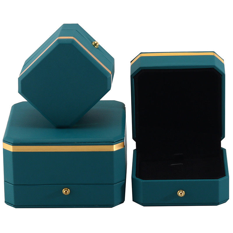 Boîte de luxe en faux cuir octogonal vert foncé