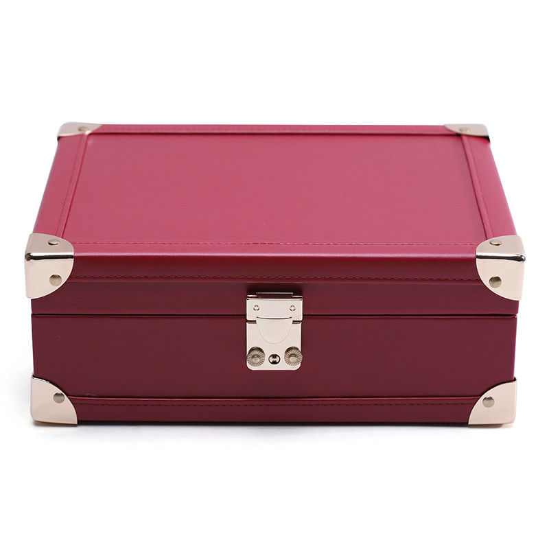 Protection de coin de luxe en cuir en poudre PU Organisation de stockage de bijoux avec miroir