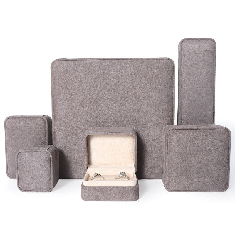 Boîte d'emballage de bijoux grise de qualité supérieure, personnalisée, haut de gamme, pour grands ensembles de bijoux, colliers, bracelets, boucles d'oreilles, bagues