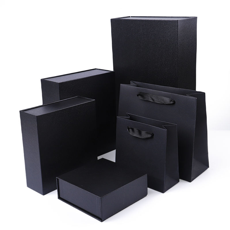 Fabrication en gros de boîtes cadeaux magnétiques de haute qualité, emballage avec logo personnalisé, luxe, écologique, en carton, papier noir, boîte à bijoux magnétique