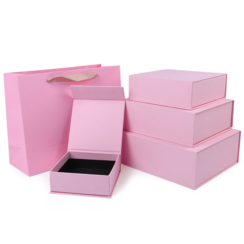 Fabrication de gros de haute qualité Magnétique boîte cadeau Emballage Logo personnalisé luxe Eco Friendly Carton papier rose Magnétique boîte à bijoux