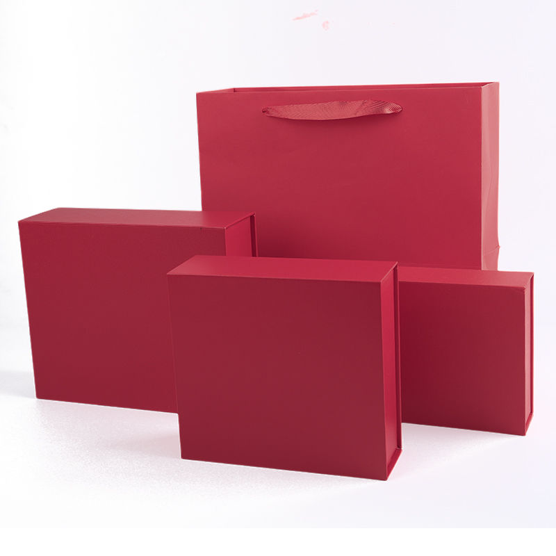 Fabrication en gros de boîtes cadeaux magnétiques de haute qualité, emballage avec logo personnalisé, luxe, écologique, en carton, papier rouge, boîte à bijoux magnétique