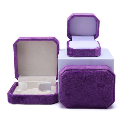 Paquet de bijoux personnalisé en forme octogonale Flannelette violette Boîte pour collier Bracelet Ring