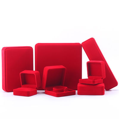 Luxe velours bijoux boîte d'emballage haut de gamme artisanale rouge bijoux boîte pour collier bracelet boucles d'oreilles anneau