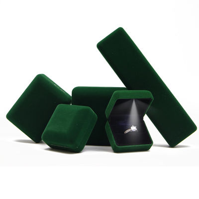 Boîte de bijoux verte personnalisée LED Velours de bijoux Package avec luxe et personnalisé Ring Box