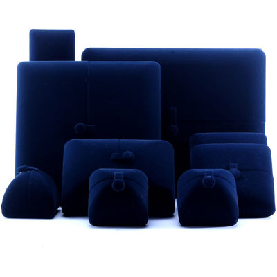 Boîte à bijoux en velours bleu pour le collier Hanhong Logo personnalisé Boîte d'emballage cadeau de luxe