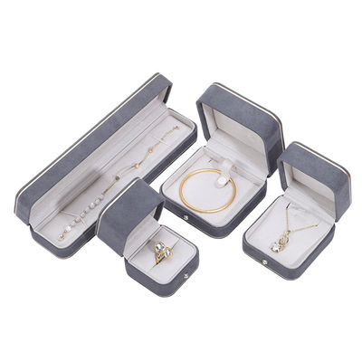 Logo d'estampage à chaud Hanhong Gris Coffret de bijoux personnalisé pour colliers Bracelet Boucles d'oreilles