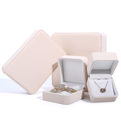 Boîte d'emballage de collier de luxe sur mesure avec cuir blanc PU et doublure de velours Contactez-nous