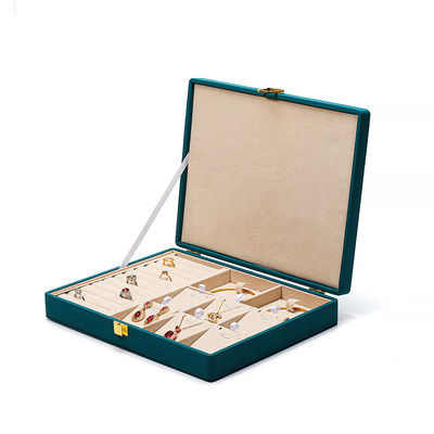 Boîte de bijoux en cuir PU portable pour les boucles d'oreilles bleues