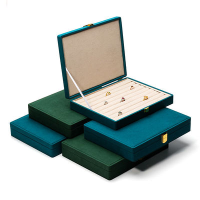 Boîte à bijoux en velours spacieuse Boîte à bijoux à cellules multiples Logo personnalisé