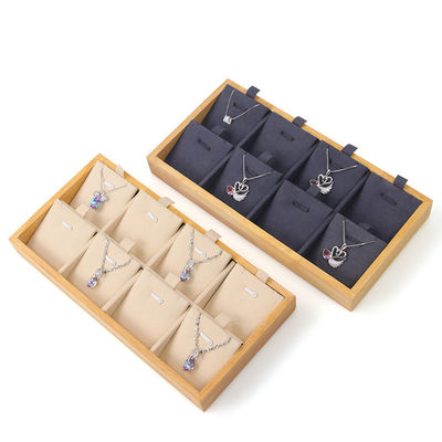 Plateau de stockage de collier en bois massif à cellules multiples