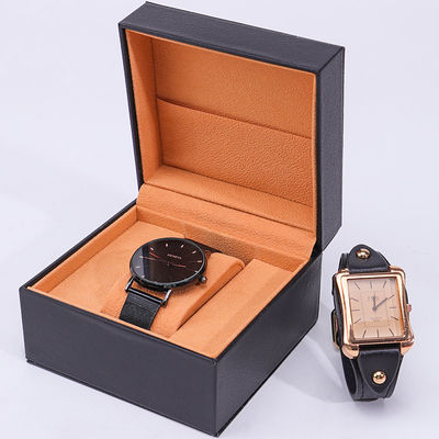 Boîte de rangement de montres en cuir en PU avec poche intérieure pour bijoux