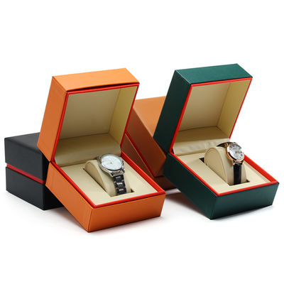 Casque de montre en cuir PU résistant à la poussière avec bordure interne rouge