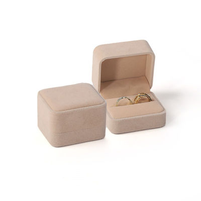 Boîte à anneau double de luxe personnalisée en velours personnalisé bijoux haut de gamme boîte d'emballage d'engagement